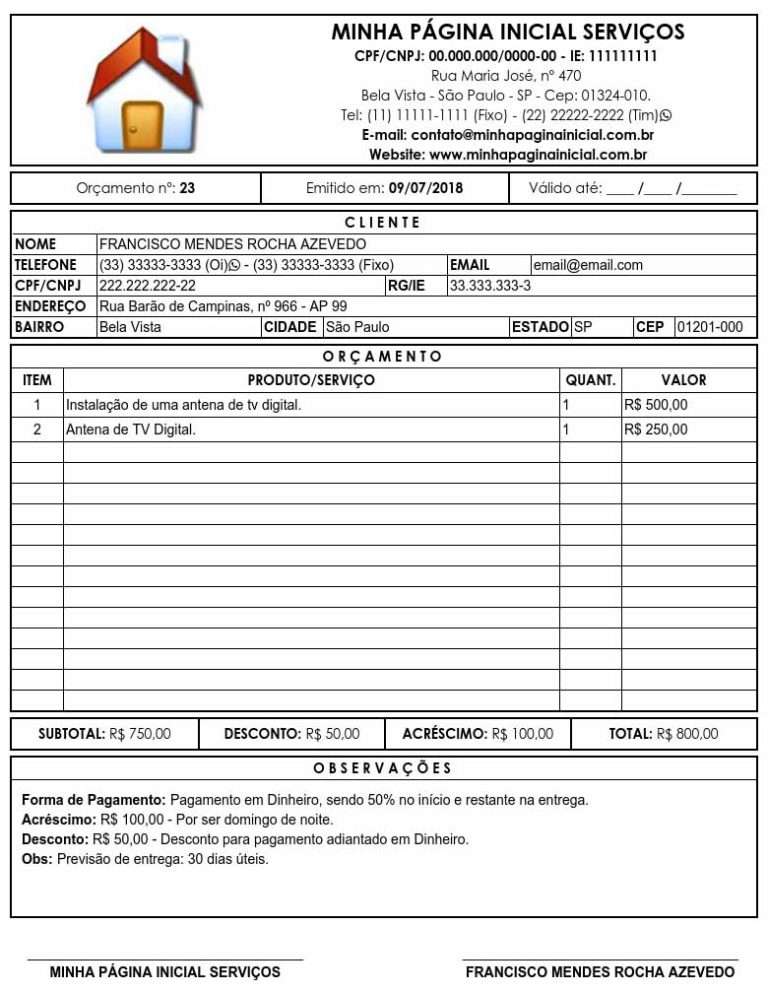Modelos de Orçamentos Prontos — imagem 1